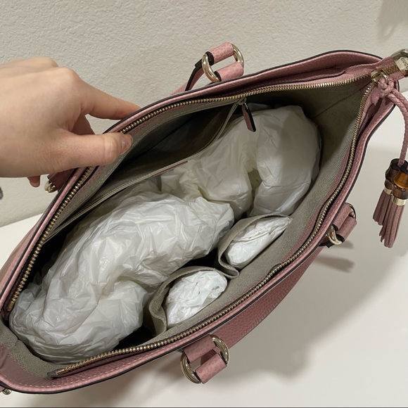 NEW Gucci Pink Leather Bamboo Tassel Tote Shoulder Strap - Picture 8 of 13